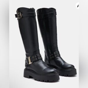 Steve Madden Rouxby Black Knee-High Leather Boots